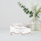 Carte de visite en agate or rose et blanc (Debout devant)
