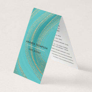 Carte de visite en Agate Turquoise et Or