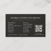 Carte de visite en ardoise noire à code QR pour la (Dos)