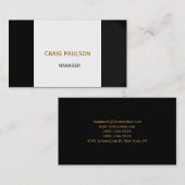 Carte de visite en bande blanche noire (Devant / Derrière)
