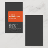 Carte de visite en bande orange gris ultra épais (Devant / Derrière)