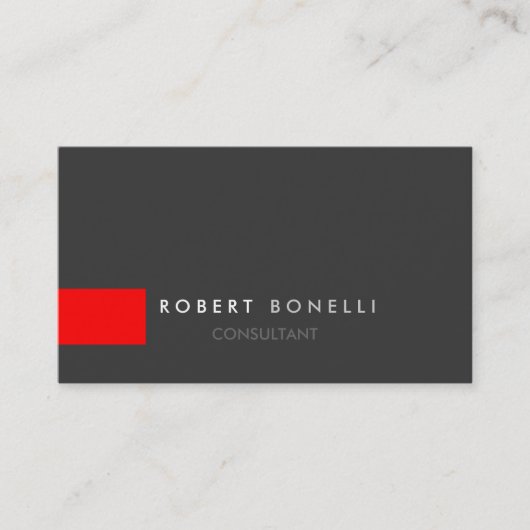 Carte de visite en bande rouge gris foncé (Devant)