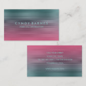 Carte de visite en bande turquoise et rose (Devant / Derrière)