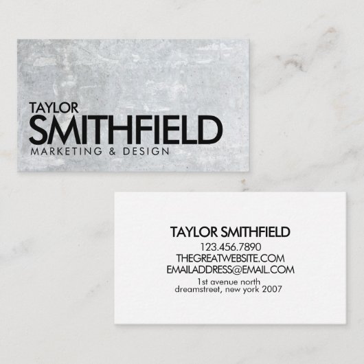 Carte de visite en béton rustique (Devant / Derrière)