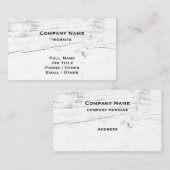 Carte de visite en bois blanc rustique (Devant / Derrière)