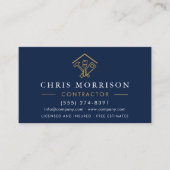 Carte de visite en bois bleu marine avec QR Code p (Devant)
