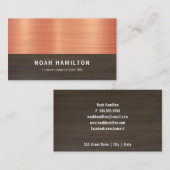 Carte de visite en bois de cuivre et foncé de (Devant / Derrière)