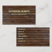 Carte de visite en bois de planche de brun foncé (Devant / Derrière)