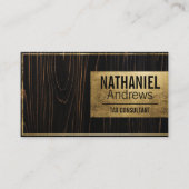 Carte de visite en bois foncé à bordure dorée mode (Devant)
