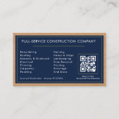 Carte de visite en bois métallisé or code QR (Dos)