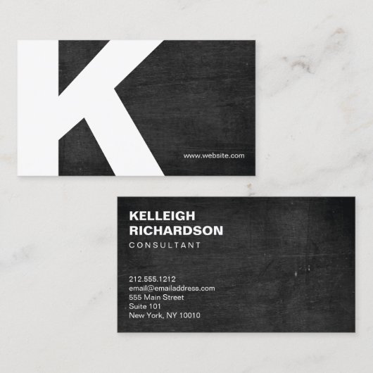 Carte de visite en bois noir monogramme initial en (Devant / Derrière)