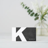 Carte de visite en bois noir monogramme initial en (Debout devant)