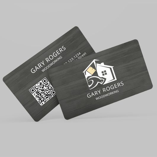 Carte de visite en bois pour réparateur de code QR