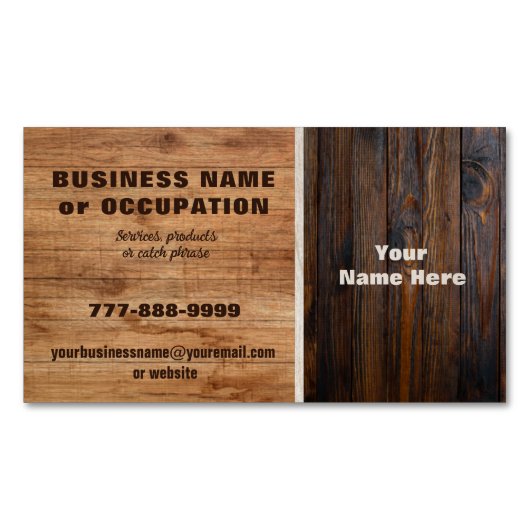 Carte de visite en bois rustique (devant)
