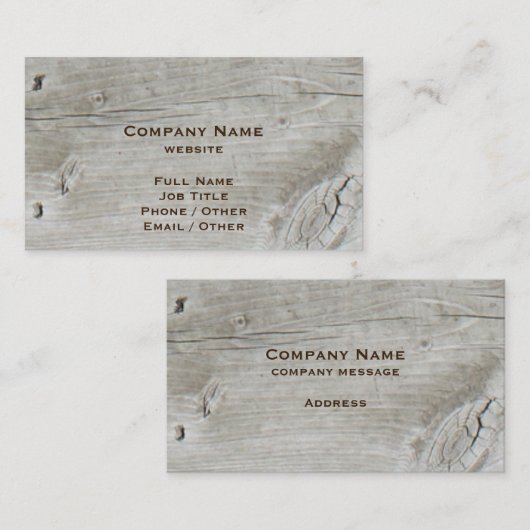 Carte de visite en bois rustique (Devant / Derrière)
