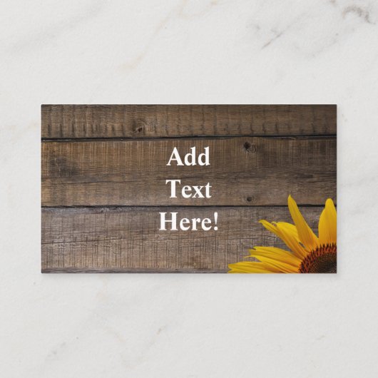 Carte de visite en bois rustique Sun Flower (Dos)