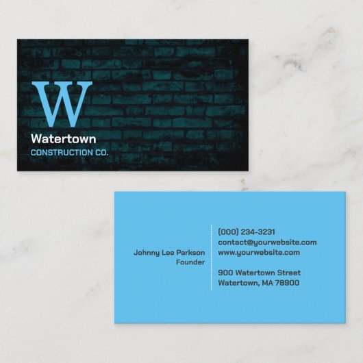 Carte de visite en briques de maçonnerie de constr (Devant / Derrière)