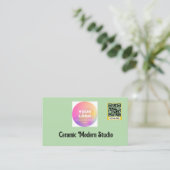 Carte de visite en céramique avec code QR minimali (Debout devant)
