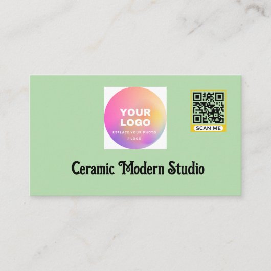 Carte de visite en céramique avec code QR minimali (Devant)