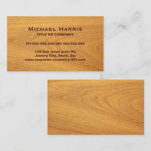 carte de visite en chêne tendu (Devant / Derrière)