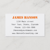 Carte De Visite En construction Excavation (Dos)