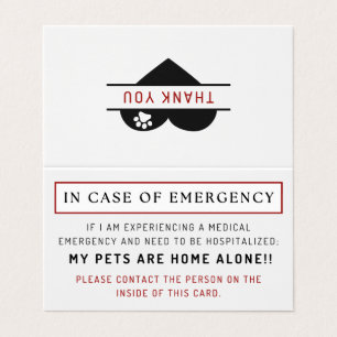 Carte De Visite En Coque d'urgence Animaux domestiques Porte-monna