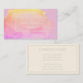 CARTE DE VISITE EN COULEUR D'EAU EN ROSE ET JAUNE (Devant / Derrière)