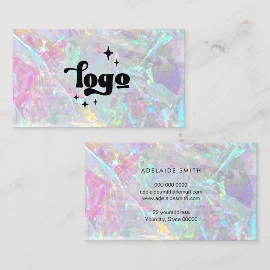 CARTE DE VISITE en cristal irisé FAUX (Devant / Derrière)