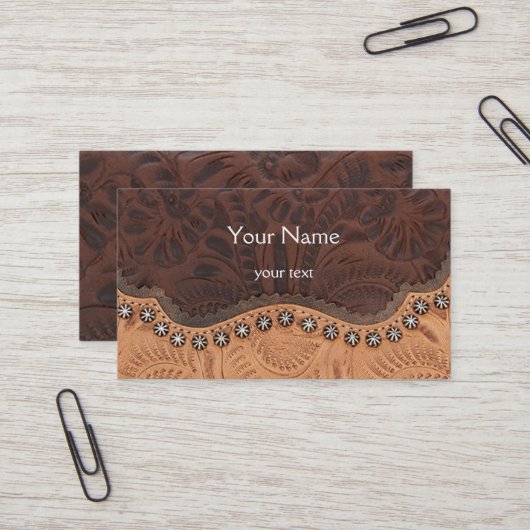 Carte de visite en cuir à outils (Devant/Arrière en situation)