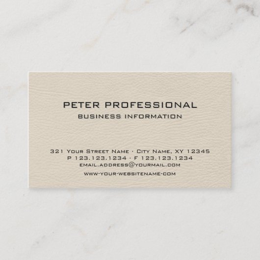 Carte de visite en cuir crème de photo de l'ivoire (Devant)