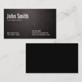 Carte de visite en cuir foncé élégant de (Devant / Derrière)