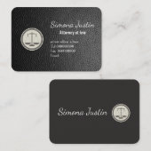 Carte de visite en cuir noir de mandataire (Devant / Derrière)