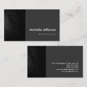 Carte de visite en cuir noir gris tendance (Devant / Derrière)