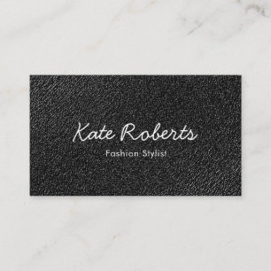Carte de visite en cuir noir minimaliste