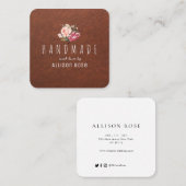 carte de visite en cuir rustique fait maison (Devant / Derrière)