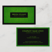 Carte de visite en cuir vert en daim (Devant / Derrière)