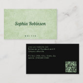 Carte de visite en cuir vert Faux Pale (Devant / Derrière)