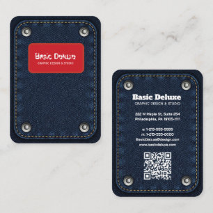 Carte de visite en denim rustique Jean bleu fonc