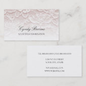 Carte de visite en dentelle rose (Devant / Derrière)