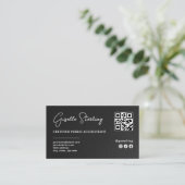 Carte de visite en faux cuir avec code QR pour com (Debout devant)