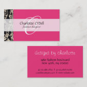 Carte De Visite en filigrane ; blanc rose (Devant / Derrière)