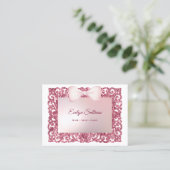 Carte de visite en forme d'arc avec strass rose (Debout devant)