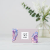 Carte de visite en géode d'agate lilas (Debout devant)