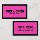 Carte de visite en gras rose et noir (Devant / Derrière)