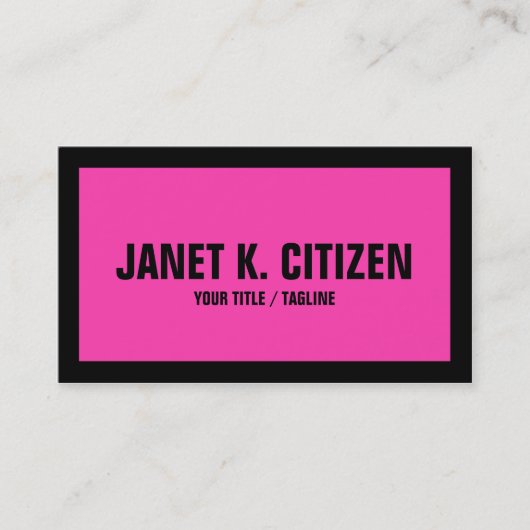 Carte de visite en gras rose et noir (Devant)