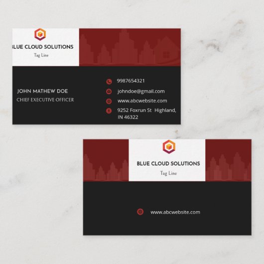 Carte de visite en ligne (Devant / Derrière)