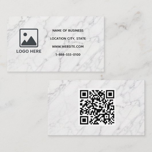 Carte de visite en marbre avec modèle de code QR (Devant / Derrière)