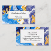 Carte de visite en marbre bleu et or (Devant / Derrière)