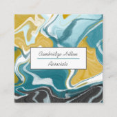 Carte de visite en marbre bleu, gris et or (Devant)