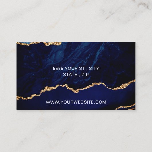 Carte de visite en marbre bleu marine avec code QR (Dos)